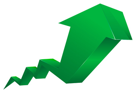 Stock Shares Raise Up Green Arrow vector 3dのイラスト素材
