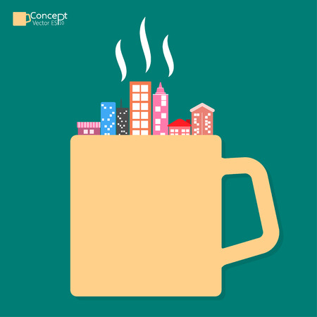 City of coffee cup concept. vector illustrationのイラスト素材