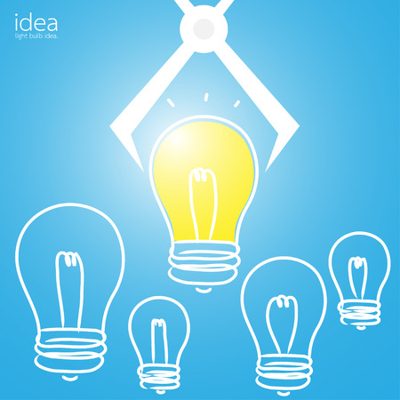 Lamp idea are selected, light bulb idea, good idea vector illustrationのイラスト素材