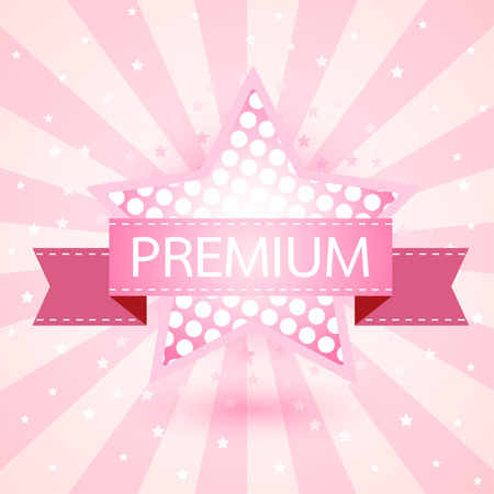 Abstract Star pink retro vintage label on sunray background vector illustrationのイラスト素材