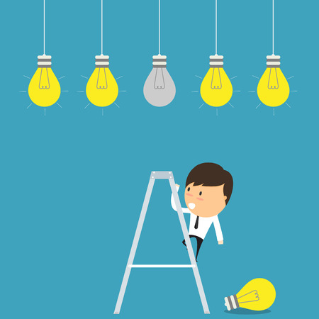 Businessman change light bulb. Concept of change idea.のイラスト素材