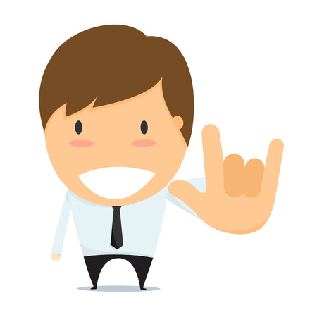 Businessman show hands i love you sign language.のイラスト素材