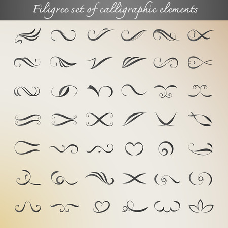 Calligraphic set of vintage design elementsのイラスト素材