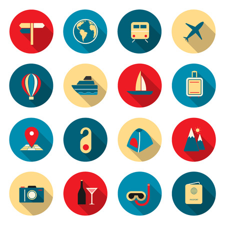 Travel color iconsのイラスト素材