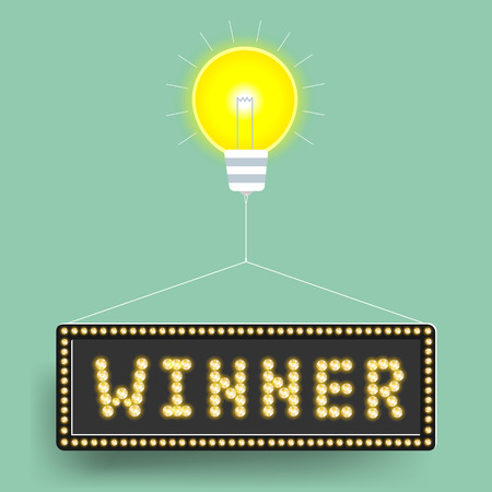Winner light bulb billboard of business. Vector illustrationのイラスト素材