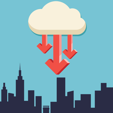 Cloud computing download conceptのイラスト素材