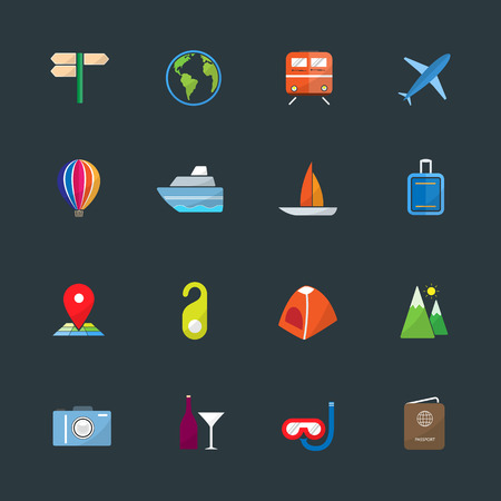 Traveling and transport color iconsのイラスト素材