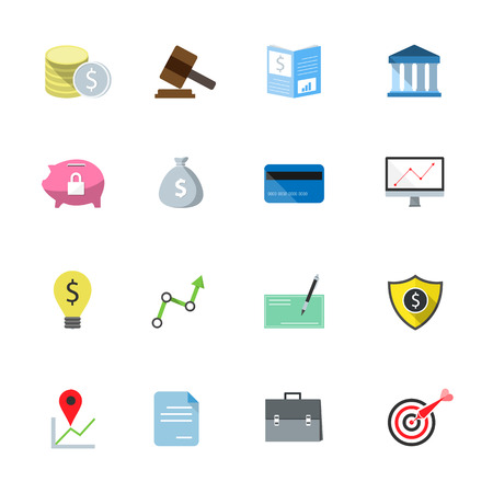 Bank flat icons colorのイラスト素材