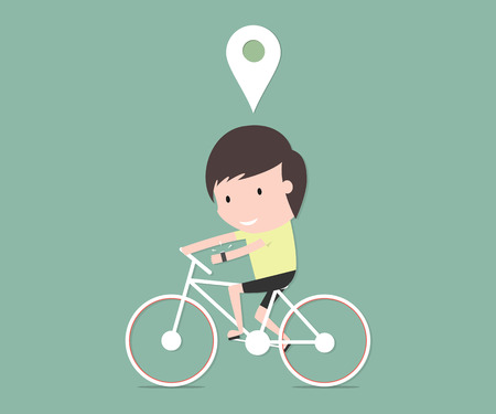 Cycling exercise modern life technologyのイラスト素材