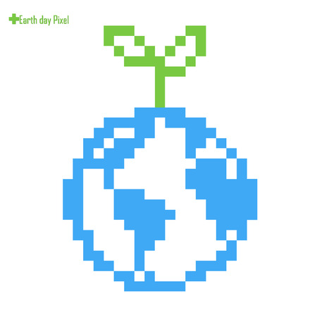 Earth Day Pixel. Save the Earth concept.のイラスト素材