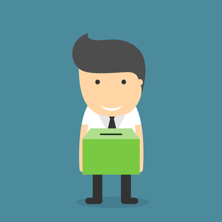 Businessman holding boxのイラスト素材