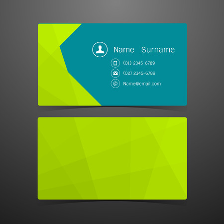Business Cards Polygonal green design. Vector illustrationのイラスト素材