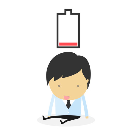 businessman fail. idea concept low batteryのイラスト素材