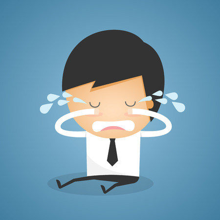 Businessman sit cryingのイラスト素材