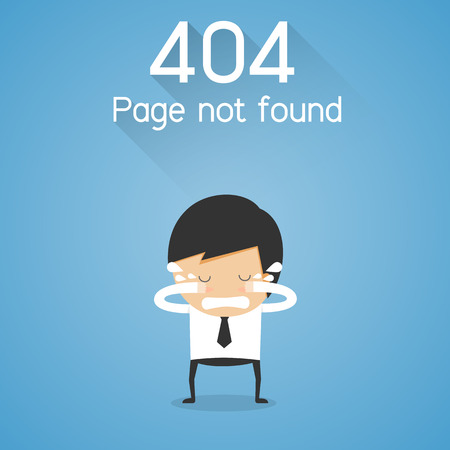 404 Error Page not found. businessman cry conceptのイラスト素材