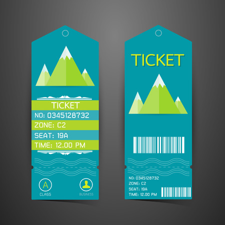 Ticket Design Template. Concept of Mountain Parkのイラスト素材