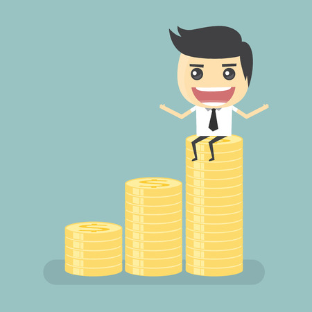 Businessman with success on the gold coin.のイラスト素材