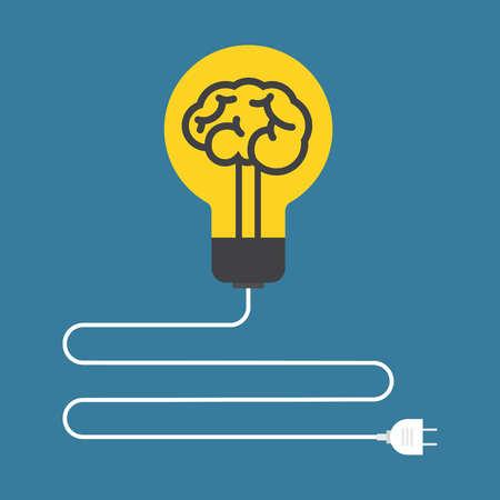 Circuit. Concept of brain light bulb. Flat design.のイラスト素材