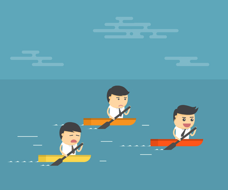 Businessman Paddling Boat Competition.のイラスト素材