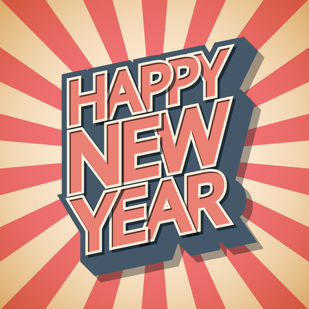 Retro poster, Happy New Year, background Vector illustrationのイラスト素材