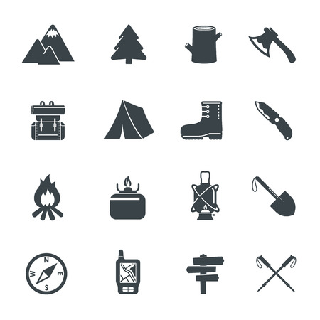 Hiking Equipment Icons.のイラスト素材