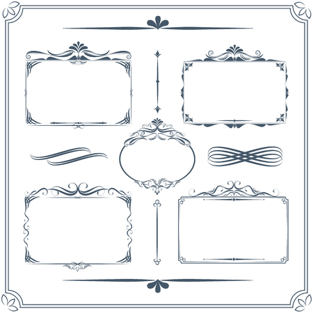 Vintage frame set. Calligraphic design elements.のイラスト素材