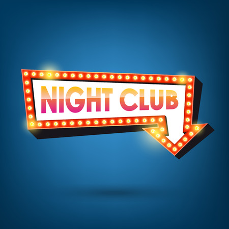Night club billboard. Retro arrow light frames.のイラスト素材