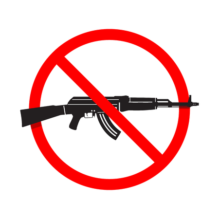 No Guns or Weapons Sign. AK47 rifleのイラスト素材