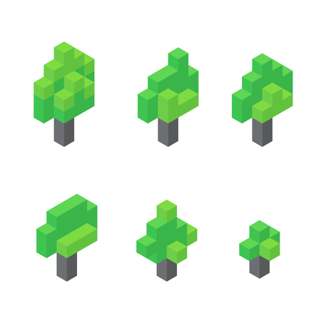 Isometric trees design, vector illustrationのイラスト素材