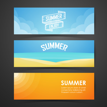 Summer Banners. Template Layout Website. Vector illustrationのイラスト素材
