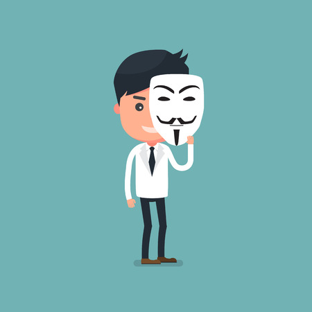 Businessman with mask. flat cartoon. Vector illustrationのイラスト素材