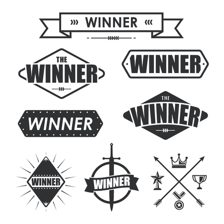 Set of Winner Vintage Label and Banner Design. Vector illustration.のイラスト素材