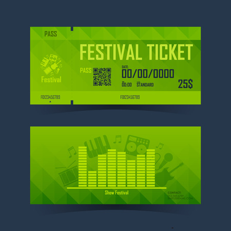 Festival ticket Card. Element template for design. Vector illustration.のイラスト素材
