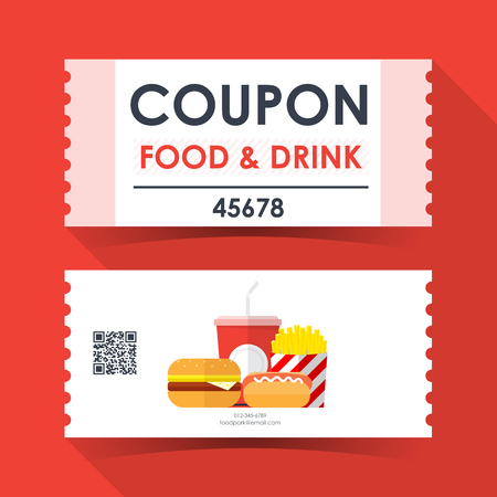 Coupon food and drink ticket card. Element template for graphics design. Vector illustration.のイラスト素材
