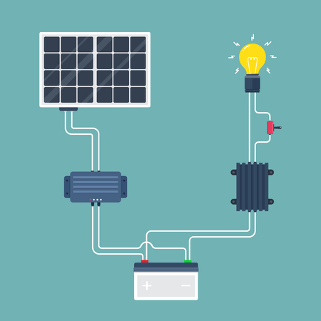 Solar Cell Circuit. Natural Energy. Vector illustration.のイラスト素材