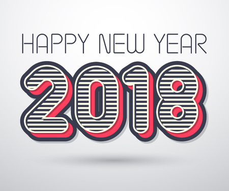 Happy New Year 2018,  Retro vintage graphic design. Vector illustrationのイラスト素材