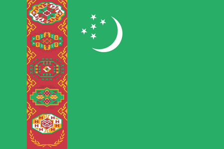 Turkmenistan flag standard size in Asia vector illustration.のイラスト素材