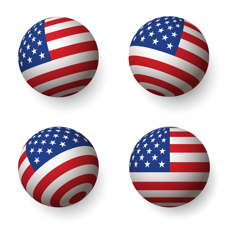 Flag of America circle 3d shape. Vector illustrationのイラスト素材