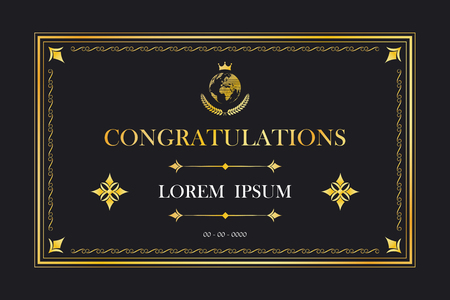 Congratulations. Certification card frame template. Vintage retro luxury design. Vector illustrationのイラスト素材