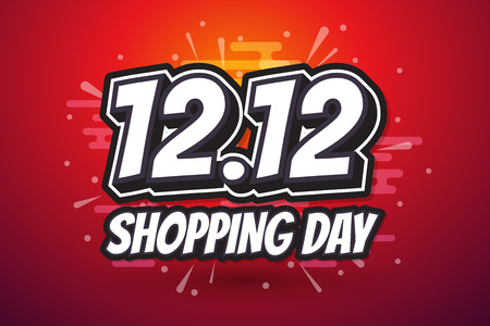 12.12 Shopping day font design on red background. Vector illustrationのイラスト素材