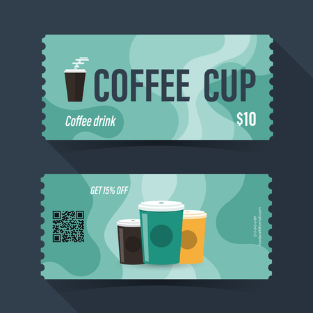 Coffee cup coupon ticket card. Smoke element template for graphics design. Vector illustrationのイラスト素材