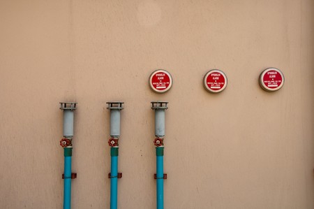 Sprinkler alarm when fire, Science faculty, Khonkaen University, Thailand.の写真素材