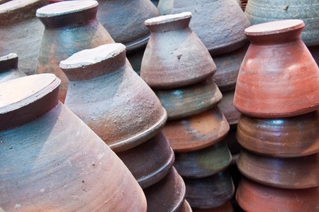 Pottery is the ceramic ware made from clay by pottersの写真素材