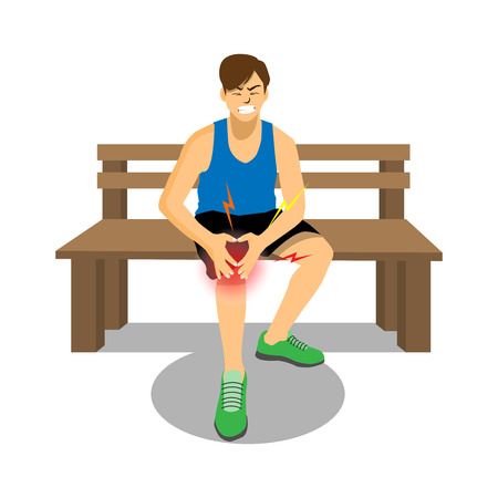 Runner with injured knee crying with painful, cartoon flat-style vector illustration.
のイラスト素材