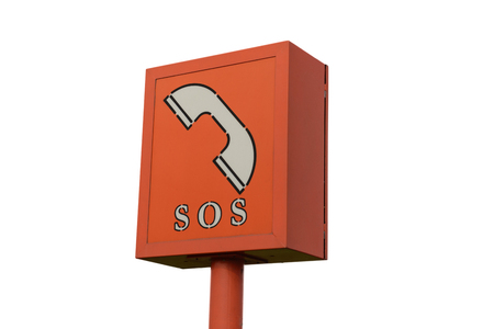 emergency phone booth, isolate background white, highway phoneの写真素材