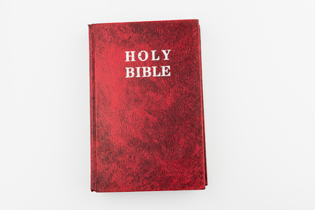 red holy bible book, top view, isolated backgroundの写真素材