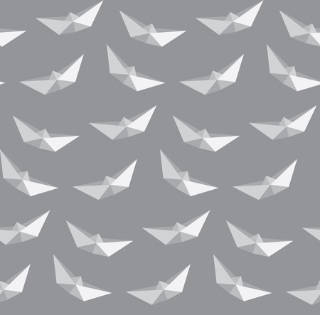illustration of boat origami background, seamless patternのイラスト素材