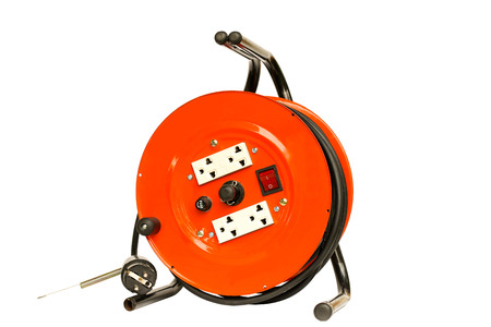 Reel electric red isolated on white background.の写真素材