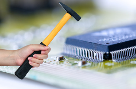 Character assassination by hammered CPU.の写真素材