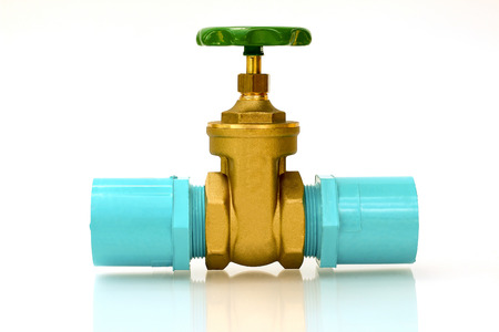 Valve - Turn off the water blond joints PVC white background